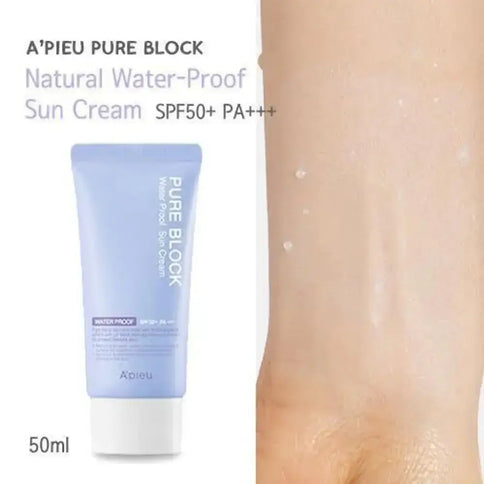 Ūdensizturīgs sauļošanās krēms priekš sejas A'pieu Pure Block Water Proof Natural Sun Cream SPF50 PA+++  A'pieu   