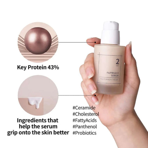 Proteīnu mitrinošais spēks veselai un mirdzošai ādai Numbuzin No.2 Protein 43% Creamy Serum  Numbuzin   