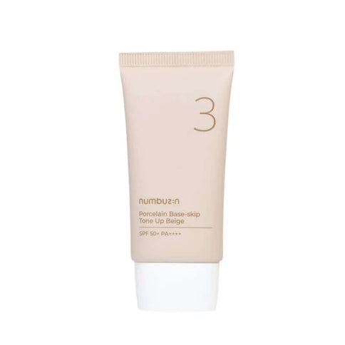 Balinošs un tonējošs krēms ideāla ādas toņa piešķiršanai Numbuzin No.3 Porcelain Baseskip Tone Up Beige SPF50+  Numbuzin 50 ml.  