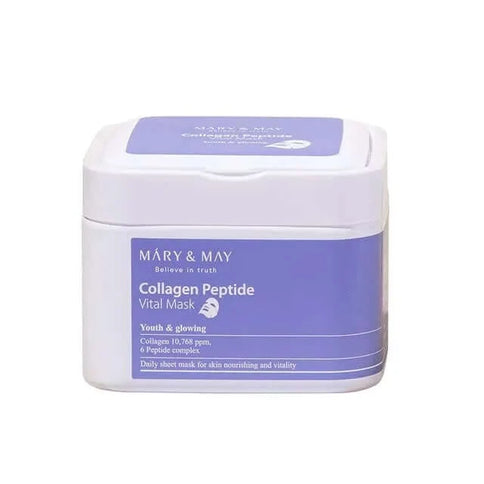 Mitrinošu liftinga masku komplekts ar peptīdiem MARY&MAY Collagen Peptide Vital Mask Komplekti MARY&MAY 30 pcs.  